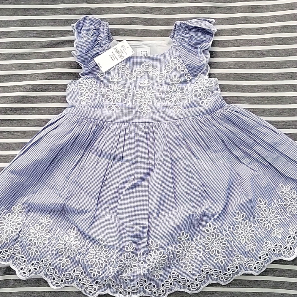 Blue and white lace dress